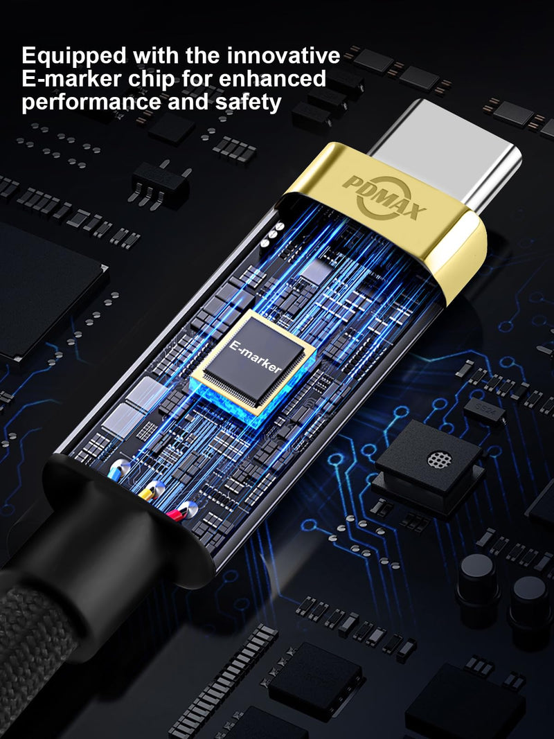 Thunderbolt 4 Compatible USB-C Cable - 240W Charging, 40Gbps Data & Video Transfer, Supports 8K Resolution, Ideal for MacBook Pro, Docking Stations, USB 4 & 3 Devices Golden Interface 2.6FT