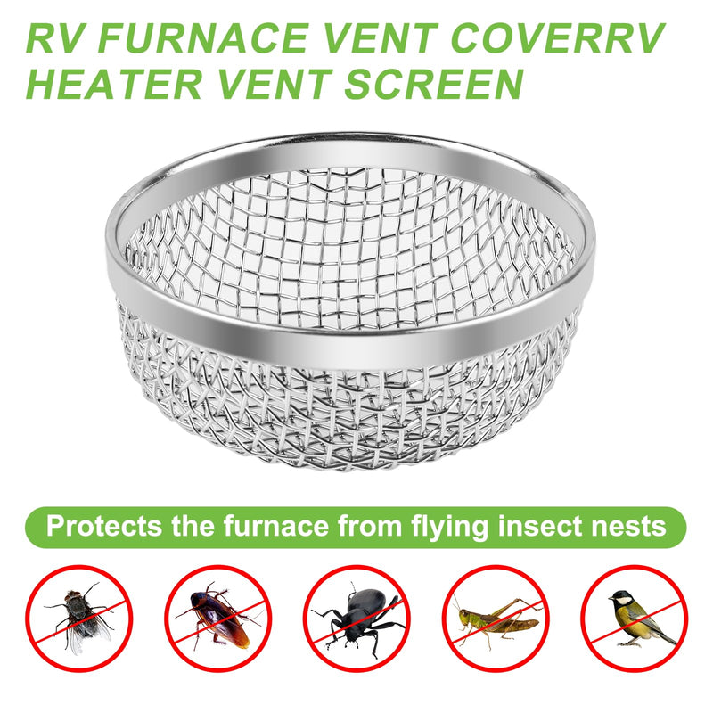2PCS RV Furnace Vent Screen with Premium Stainless Steel, RV Heater Vent Cover with Installation Tool