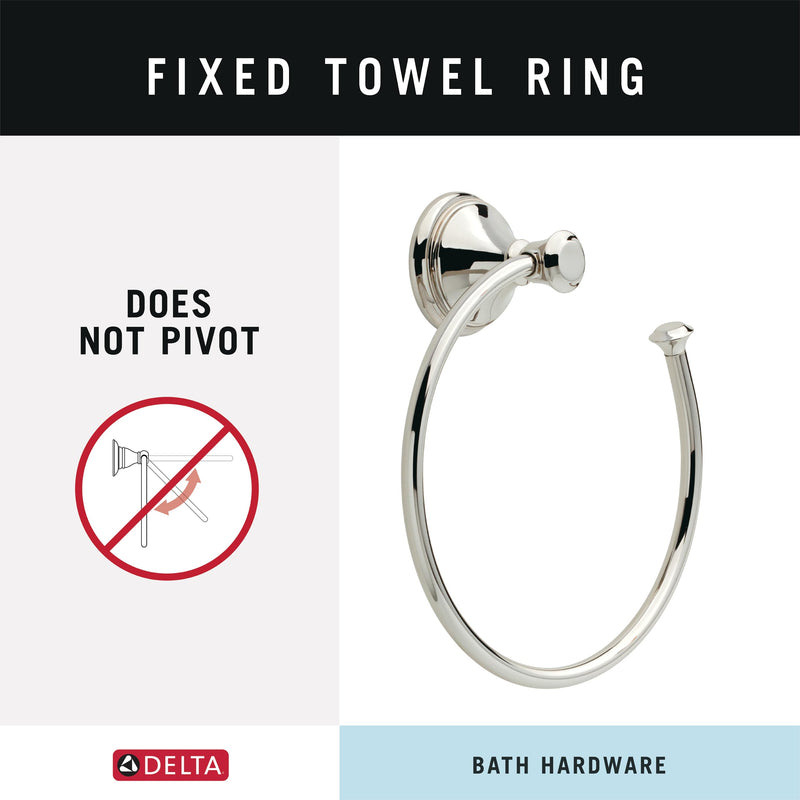Delta Hand Towel Holder | Square Polished Nickel Ring for Hanging Towels in Kitchen, Bathroom | Cassidy Accessories 8.38 x 7.4 x 2.6 Inches