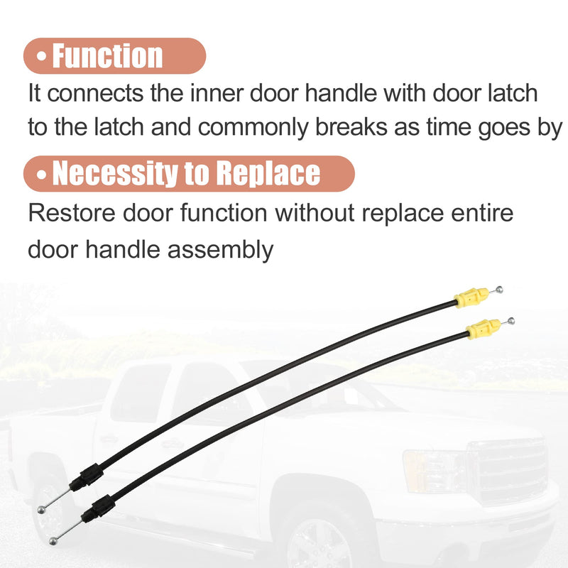 X AUTOHAUX 2pcs Car Door Latch Release Cable for Chevrolet Silverado 1500 2500 3500 HD for GMC Sierra 1500 2500 3500HD for Chevrolet Cheyenne Inside Door Handle Latch Cable 20783848 25880301