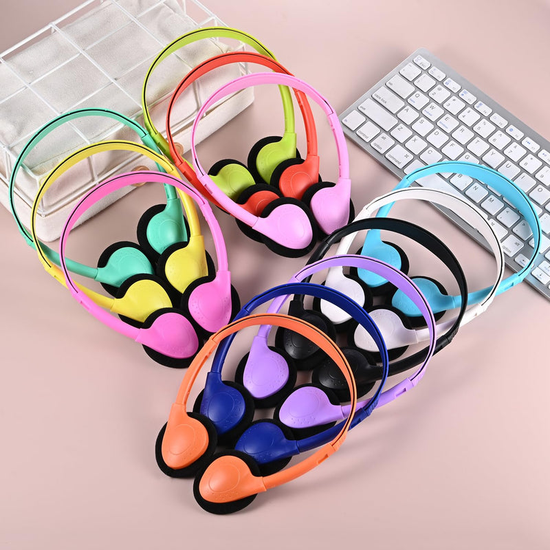USB Type C Kids Headphones Bulk 5 Pack for School Classroom Students, On-Ear USB C Wired Headset Class Set Compatible with Chromebook Computer Laptop (HY857C,5 Mixed)