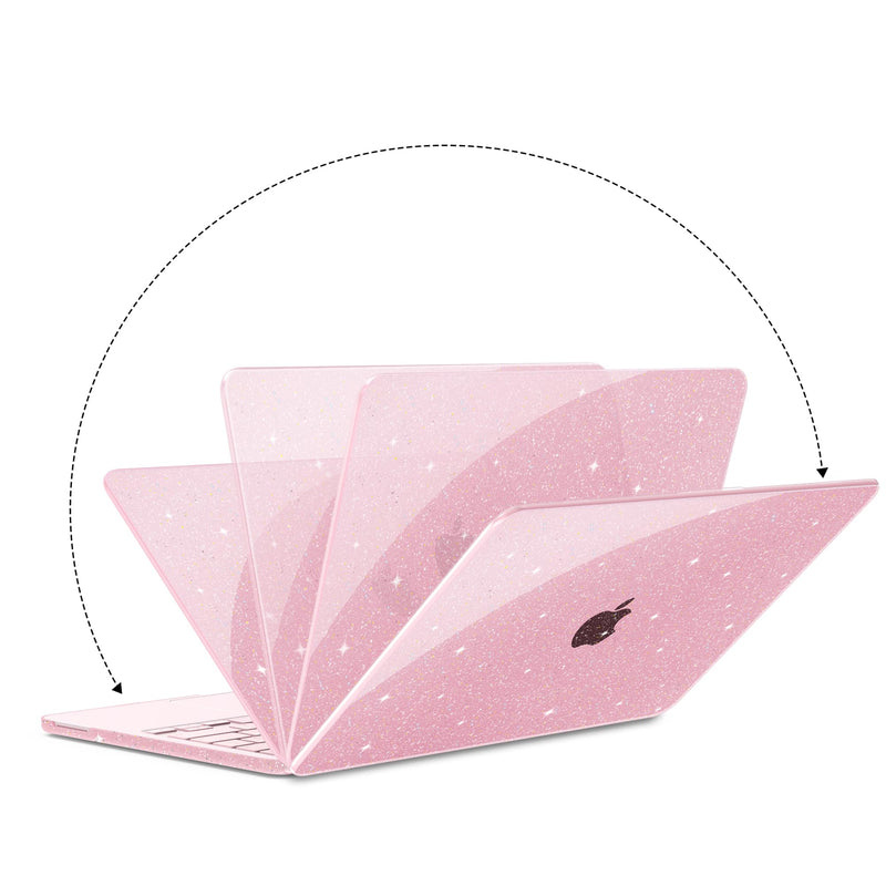 G JGOO Compatible with MacBook Neo Case 13 inch 2026 Release A3404 | Glitter Protective Plastic Hard Shell for Mac Neo Case with Keyboard Cover & Screen Protector, Sparkly Pink Glitter Pink