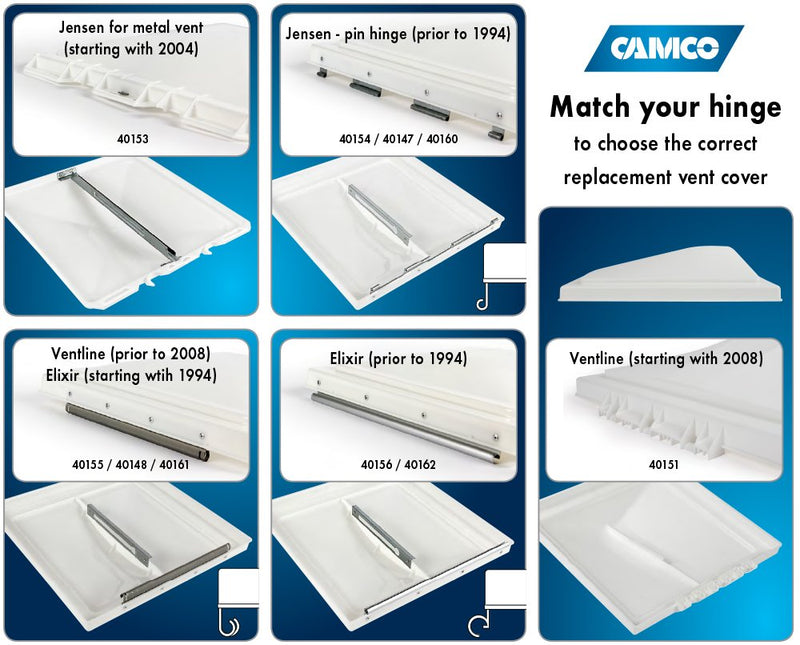 Camco 40151 Replacement Vent Lid - Ventlilne Models 2008 & Up White One Size Ventline (2008 & Up Models)