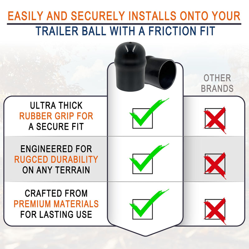 21811 Trailer Hitch Ball Cover, 2-5/16 Inch Black Rubber Hitch Ball Protector Cap, Heavy Duty Waterproof Dustproof Tow Ball Cover for RV, Trailer, Towing & Truck Accessories