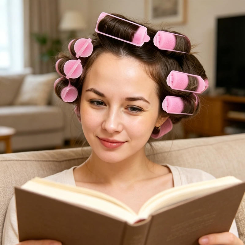 12pcs Foam Sponge Hair Rollers, Pink DIY Curling Tool, Soft Flexible Curlers, Durable Foam Hair Rollers, for Overnight Sleeping, Styling, Home Salon Use