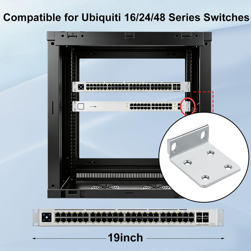 Rack Mount Kit for Ubiquiti Switch | 1U Rack Ears for Ubiquiti 16/24/48 Series Switches, Cabinets Accessories