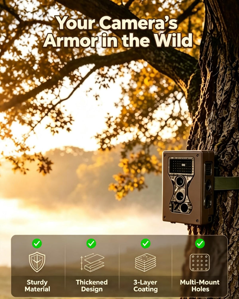 BLAZEVIDEO Trail & Game Camera Security Box | Universal Fit for BlazeVideo A252, A262, A323, GardePro A3, A3S, Meidase P40, P50 & More, Powder-Coated Heavy-Duty Steel Camo X1