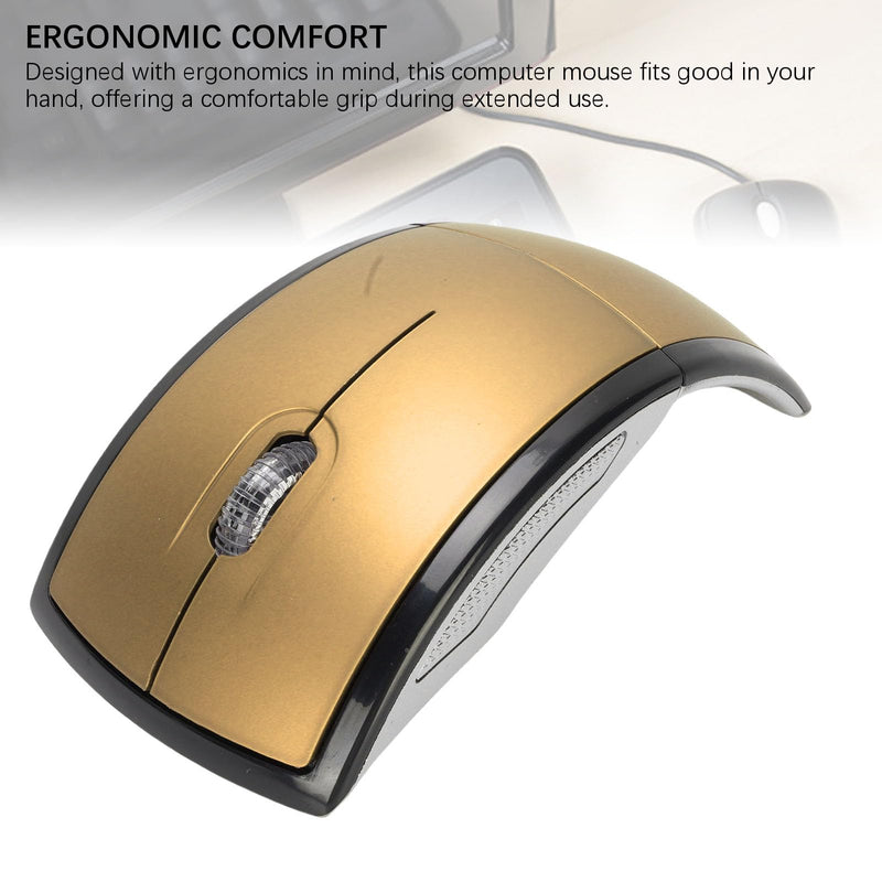 2.4G Foldable Wireless Mouse for Laptop, Portable Travel Mouse with Ultra Flat Folding Design, Compact Mini, for PC Laptop Computer Home Office (Gold)