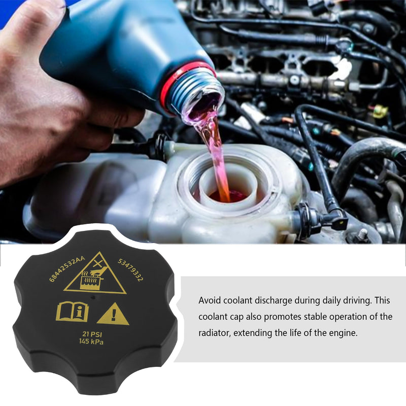 Car Radiator Cap Replacement OEM#68442532aa,53479332,Coolant Reservoir Cap Compatible with Chrysler Dodge Jeep Ram,Standard Car Accessories Radiator Cover Easy to Mounting