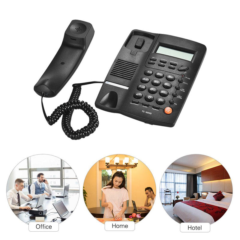 Desk Corded Telephone Phone with LCD Display Caller ID Adjustable Calculator Alarm Clock for House Home Call Center Office Company Hotel