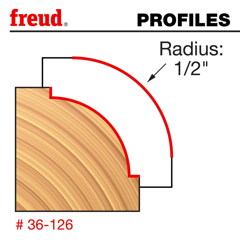 Freud 36-126: 1/2" Radius Beading Bit with 1/2" Shank