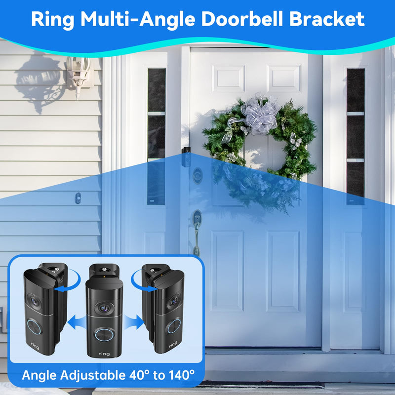 Doorbell Mount for Ring, Adjustable Angle Wall Mount Anti-Theft Doorbell Bracket for Ring Battery & Wired Doorbell/Pro/Plus (2nd Gen New-est Model), Wide View for Home/Apartment - Black for Ring Battery Doorbell 2nd Gen 2026