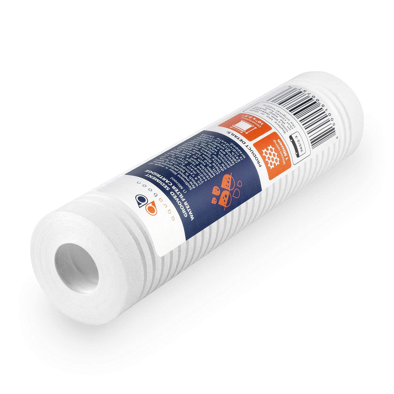 Aquaboon Whole House 1 Micron 10 x 2.5 PP Grooved Sediment Water Filter Cartridge Replacement Compatible with AP110, WHKF-GD05, CFS110, P5, 6-Pack