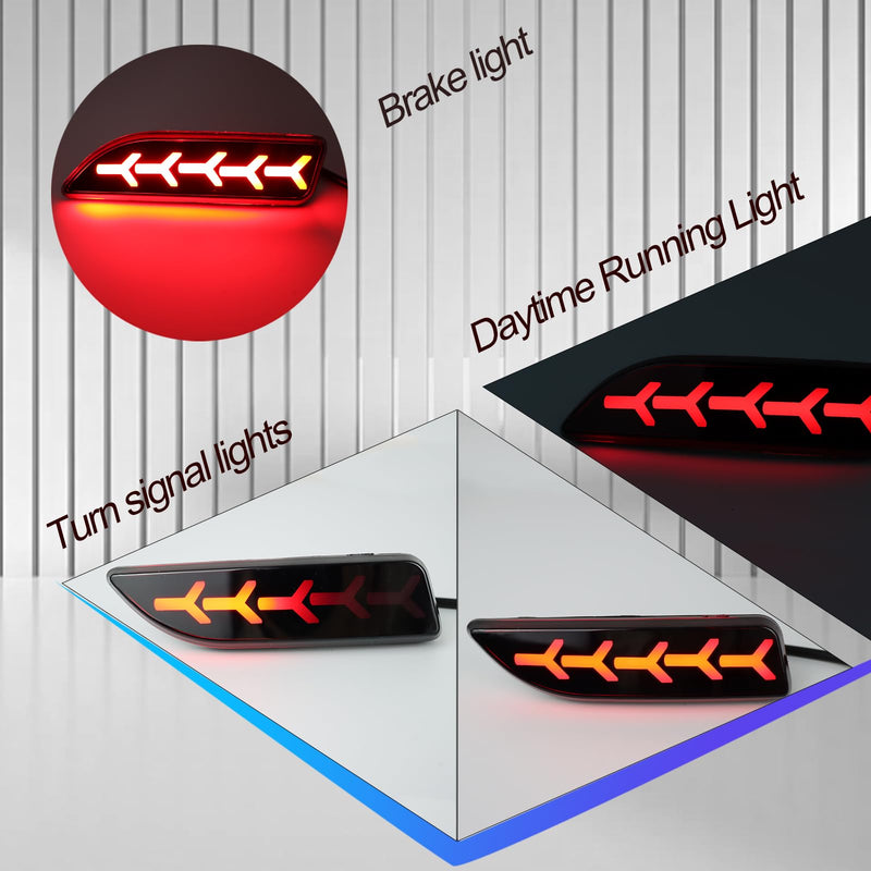 2Pc Full LED Rear Bumper Reflector Lights Kit for Toyota Corolla 2011 2012 2013 Tail Lamp Brake Fog Lamps Daytime Running Light Turn Signal Lamp Accessories (Smoked) Smoked