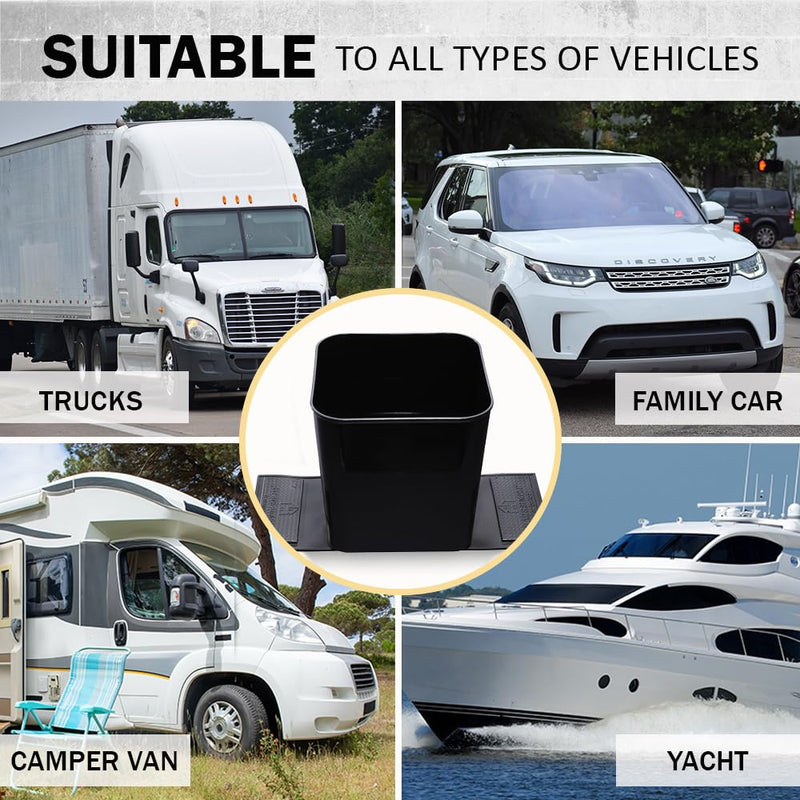 Car Trash Can for Vehicles Leakproof Compact Garbage Bin w/ Stability Flap, Anti-Slip Base, Portable Trash Holder for Cars, Trucks, SUVs, Minivans Compact, Easy to Clean Auto Container Organizer Black Large