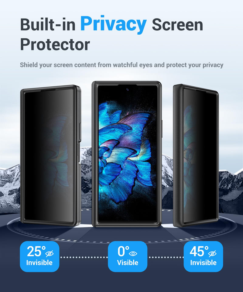 BERFY for Z Fold 8 Ultra Case, Built-in Privacy Screen & Kickstand, Black | Slide Camera Cover,Military Grade Hinge Protection,Anti Spy Full Body Shockproof Phone Case for Samsung Galaxy Z Fold 8 Ultra