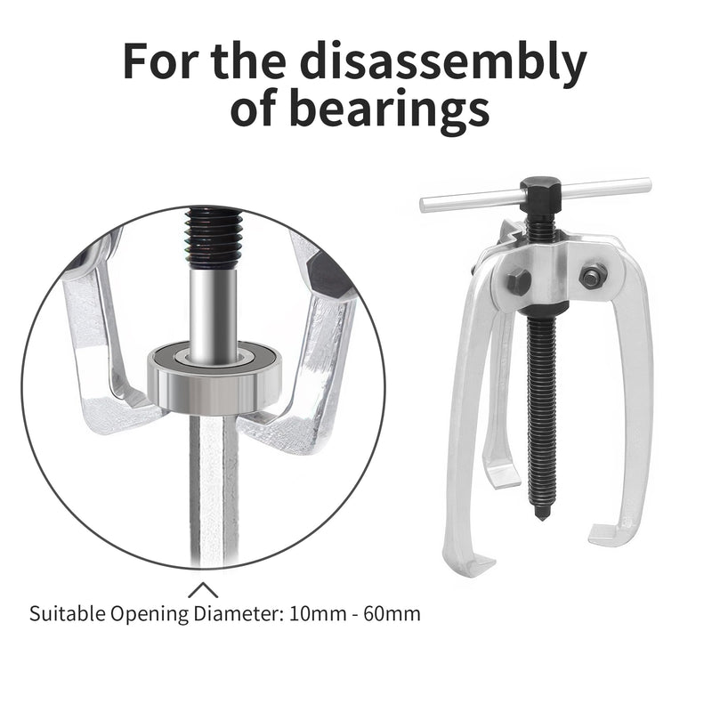 3 Jaw Puller 2.25in/60mm Universal Bearing Gear Pullers Heavy Duty Extractor Tool,High Carbon Steel Puller,Adjuestable Pulley Removal Tool for Bearings/Flywheels/Pulleys Remove Micro 3Jaw 0.4-2.25 In