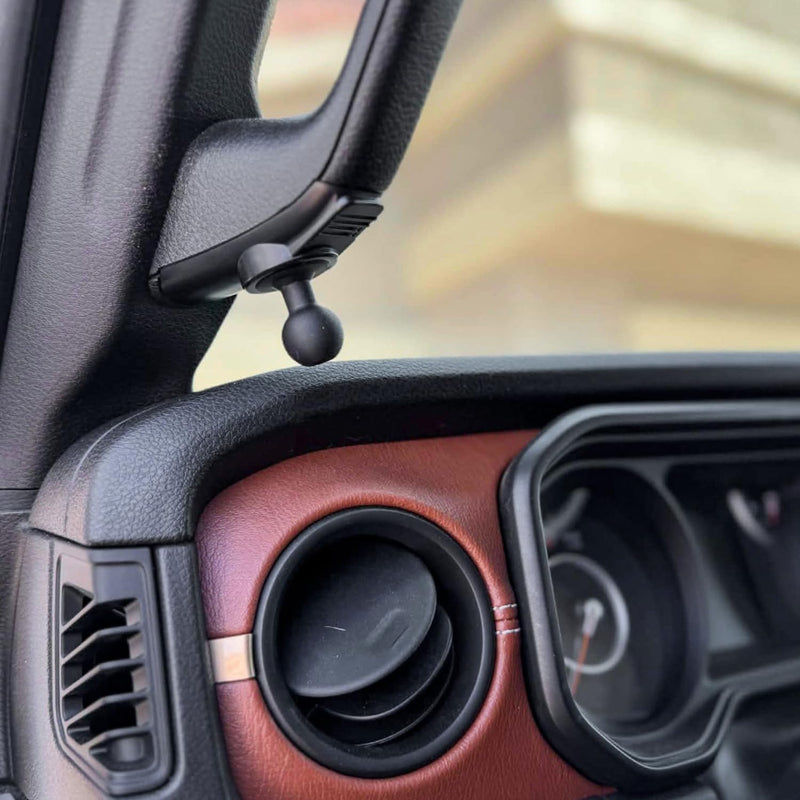 Bulletpoint Mounting Solutions A-Pillar Device Mount with 20mm Ball Compatible with 2024+ Jeep Wrangler JL & 2024+ Jeep Gladiator