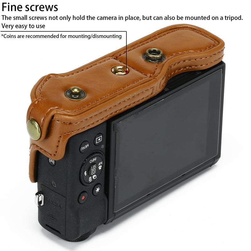 Camera Case for Canon PowerShot G7X Mark III and Mark II, Brown | PU Leather; Custom Fit; Scratch & Impact Protection; Easy Battery & SD Card Access; Non-Slip Grip; Tripod Ready