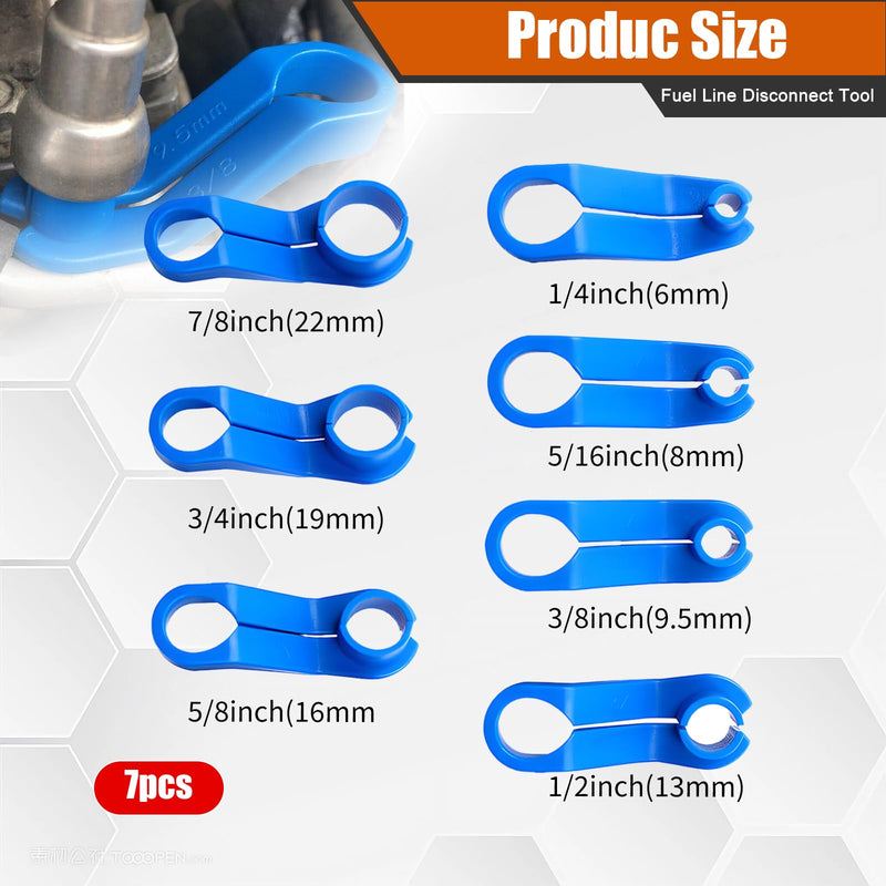 7PCS Fuel Line Disconnect Tool Set - 1/4 5/16 3/8 1/2 5/8 3/4 7/8 Inch Fuel Filter Quick Disconnect Removal Tool