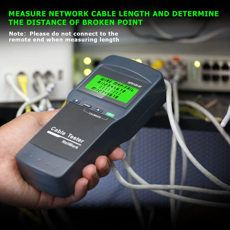 RJ45 Network Cable Tester, VXSCAN 8 Remote Units Network LAN Length Ethernet Cable Tester Kits for Cat5/CAT5e/CAT6/CAT6e - Locate The Breakage Point Length Measurement & Continuity Checking AT239