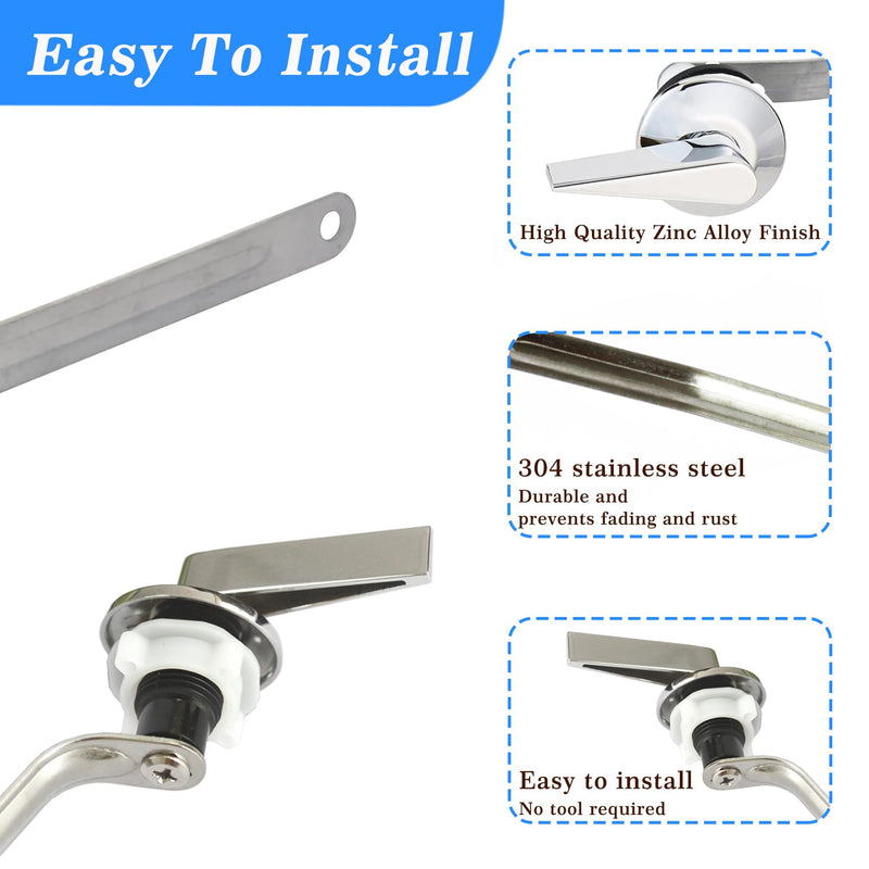 Front Mount Toilet Handle Replacement Kit Compatible with Kohler Memoirs Toilet, Universal Toilet Tank Flusher Lever with Stainless Steel Flapper Chains, Polish Chrome Front Mount