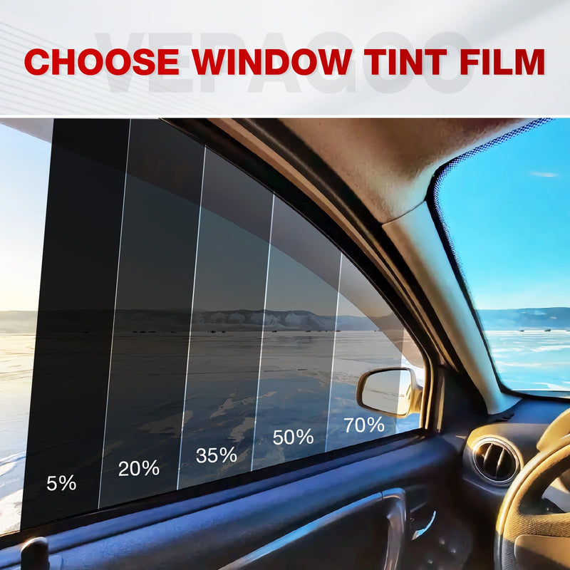 Vepagoo Car Window Tint Film 5% VLT- 30" in 15'Ft Ceramic Privacy Window Tint, Blocks UV/IR Rays, Heat & Glare - Scratch Resistance Car Window Film 30in x 15ft