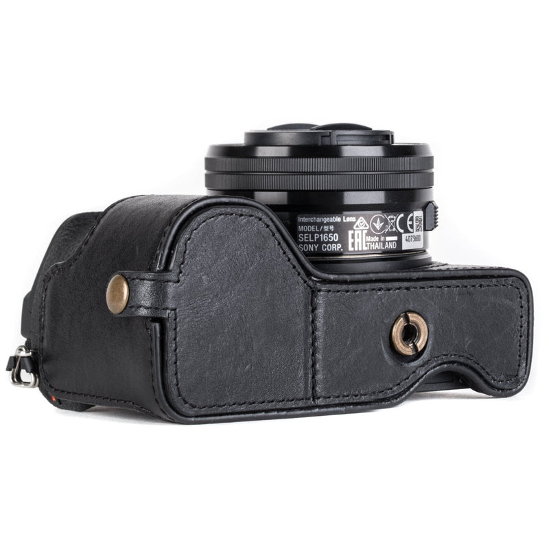 Megagear MG1203 Sony Alpha A6500 Ever Ready Genuine Leather Camera Half Case & Strap with Battery Access, Black