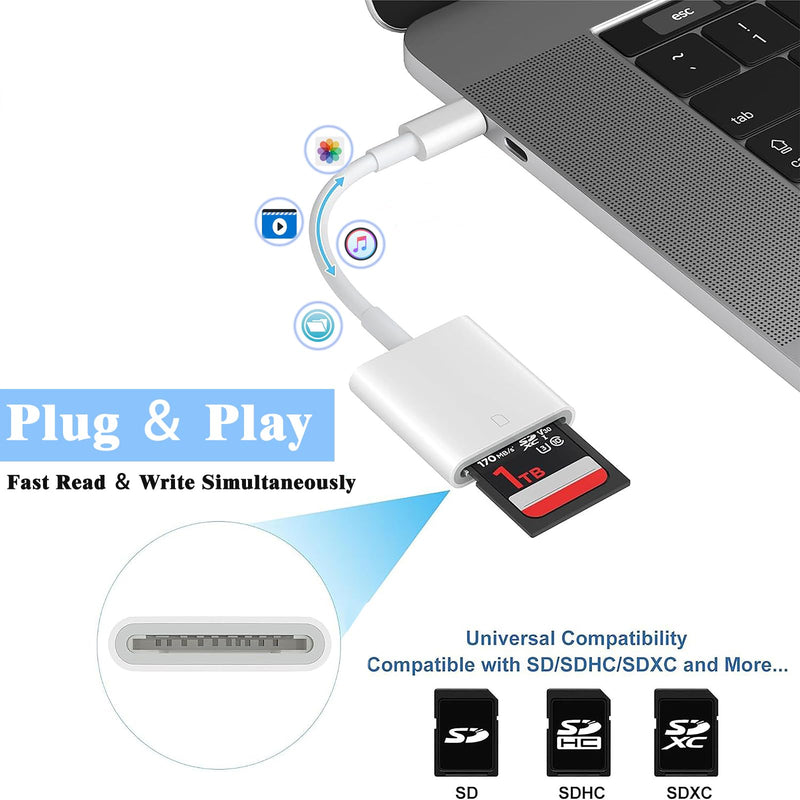 USB C SD Card Reader, USB 3.0 High Speed to SD Card Adapter for iPhone 15 Pro Max, Type C Camera Adapter Trail Viewer for iPhone 15/ iPad MacBook/Air iMac/Samsung Galaxy Android