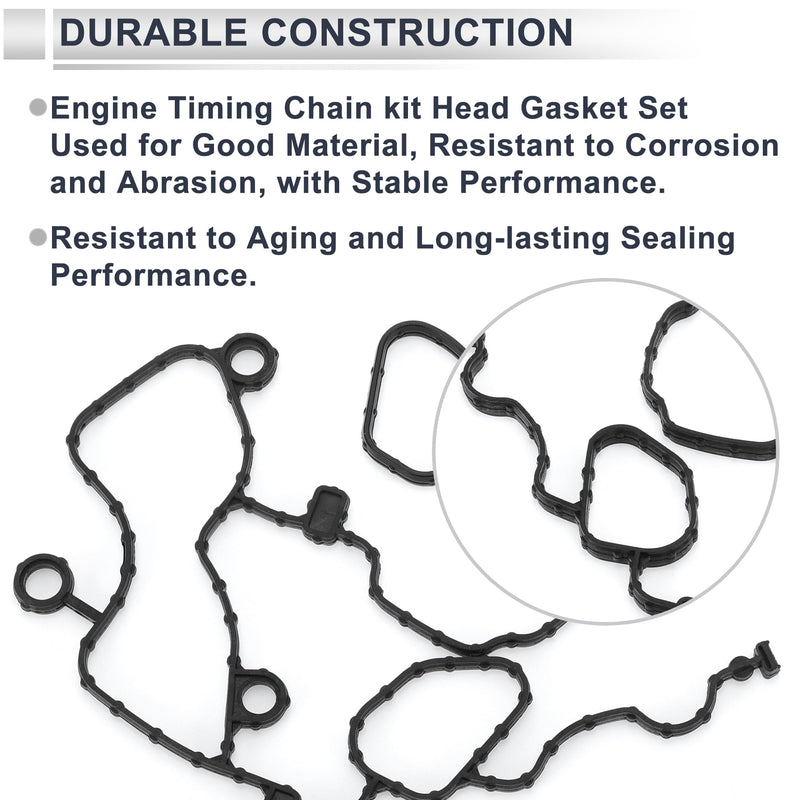 Timing Cover Gasket for Chrysler for Dodge 3.6L V6 Long-lasting Sealing Chain Case Cover Gasket Kit No.68228480AA/68078604AA Rubber 1 Set