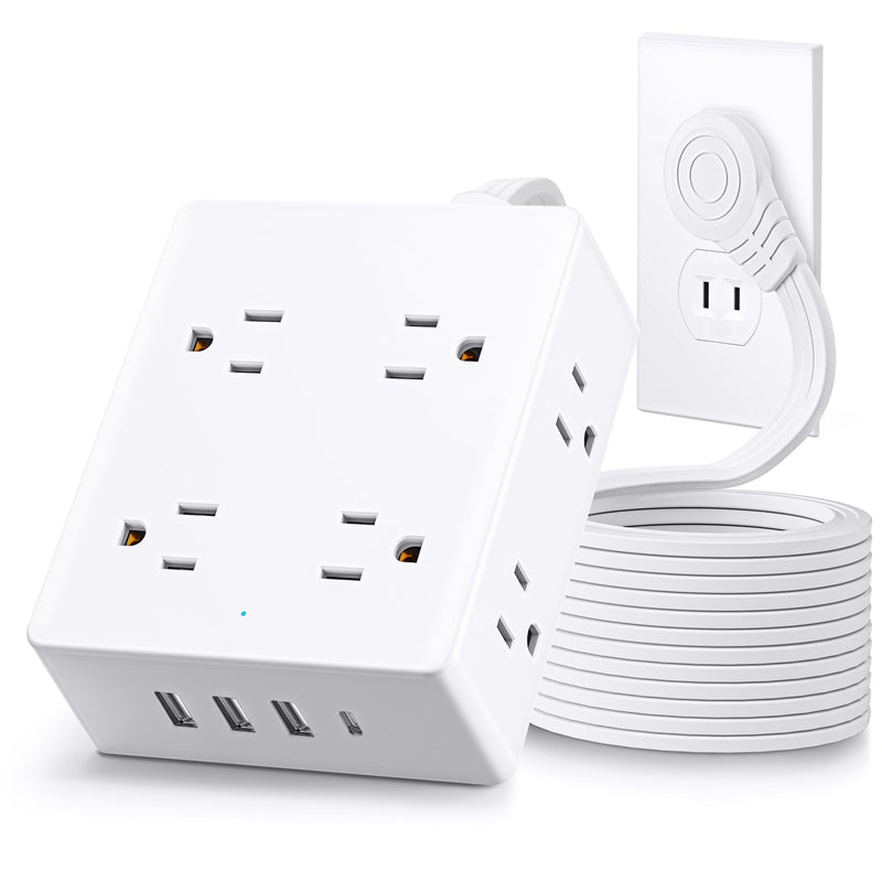 2 Prong Flat Plug Power Strip, Olcorife 2 Prong to 3 Prong Outlet Adapter, 5 FT Flat Extension Cord with 8 Outlets 4 USB Ports(1 USB C), 2000J Surge Protector, US to Japan Plug Adapter 45° Plug & 2 Prong