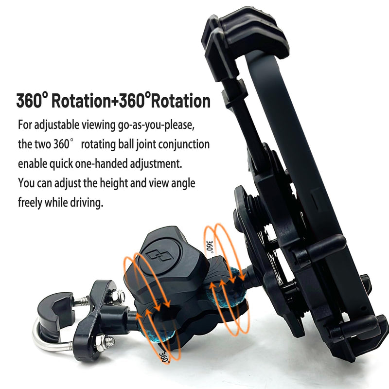 QYMOTO ATV Phone Holder,4 Wheeler Anti Vibration Heavy Duty Handlebar Mount 360 Cellphone Holder Clamp Compatiable with CFMOTO Cforce,Polaris Sportsman,Can am Outlander,Motorcycle,Scooter