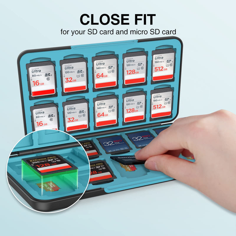 HEIYING SD Card Holder for Memory SD Card and Micro Card, Portable SD Card Holder SD SDHC SDXC TF Card Storage with 20 SD Cards Slots & 20 Micro SD Cards Slots. Cow