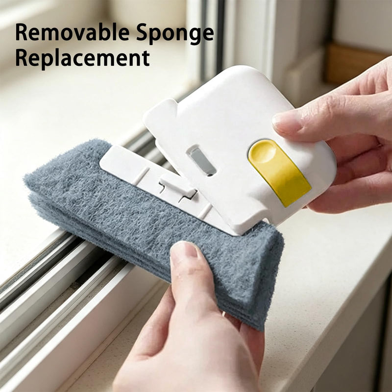 Magic Window Track Cleaning Brush, Handheld Triangular Groove Scrubber | Magic Window Track Cleaning Brush, Multifunctional Sliding Door Track Cleaner for Window, Car, Yellow