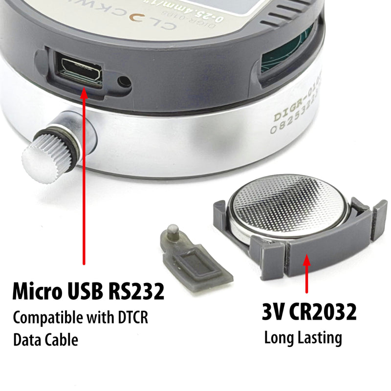 Clockwise Tools Digital Indicator, DIGR-0105 0-1 Inch/25.4mm, Inch/Metric Conversion, Auto Off DIGR-0105; 0-1"/25.4mm