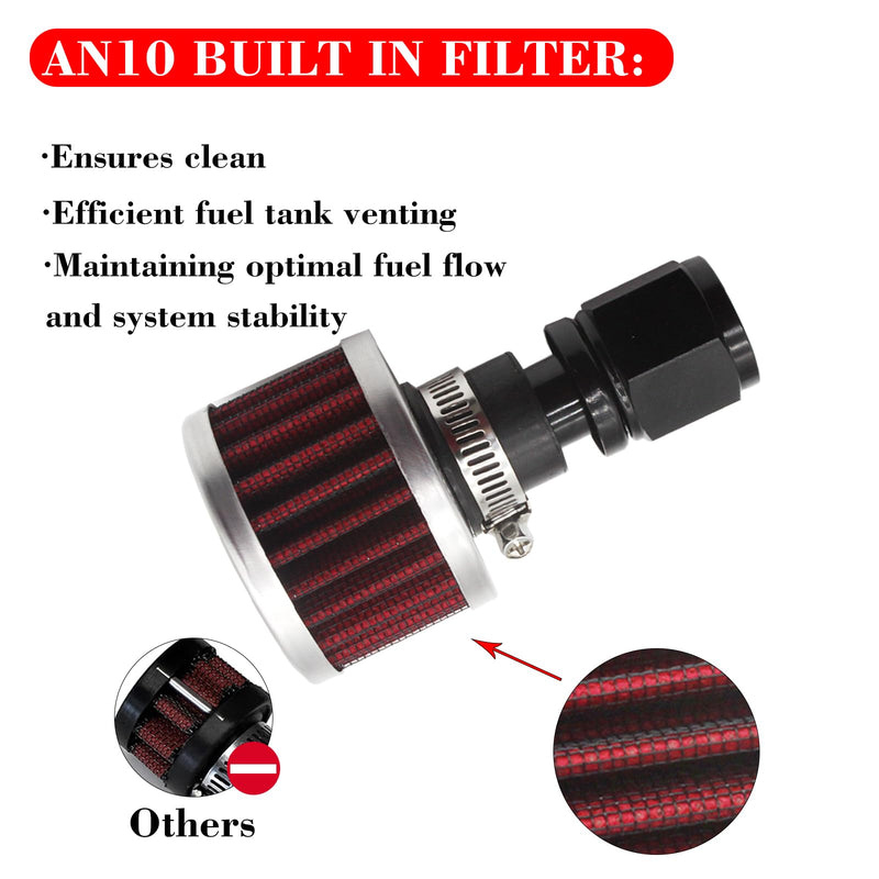 Fuel Cell Breather/Vent -10 AN Female Fitting with Filter Rebuild Kit AN10