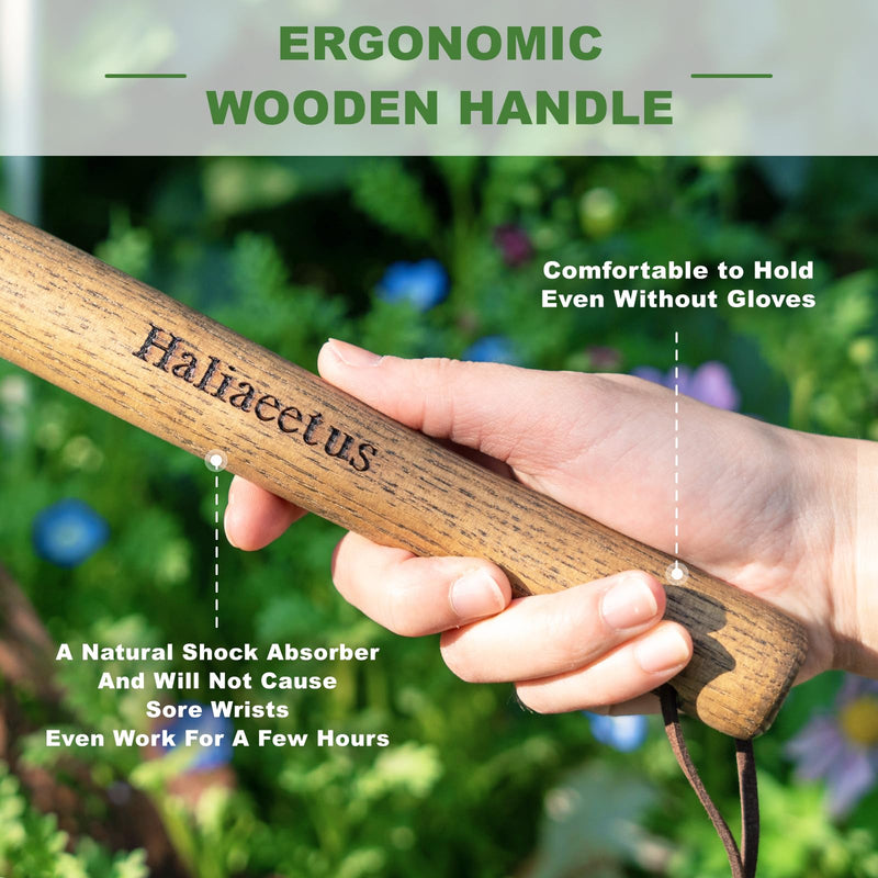 Haliaeetus Triangle Head Hoe, 15'' Scuffle Hoe for Weeding Precisely in Raised Bed, Stainless Steel Rogue Hoe for Weeding in Push-Pull Motion, Push Pull Hoe with Compact Size for Weeding Between Plant 15'' Triangle Head Hoe