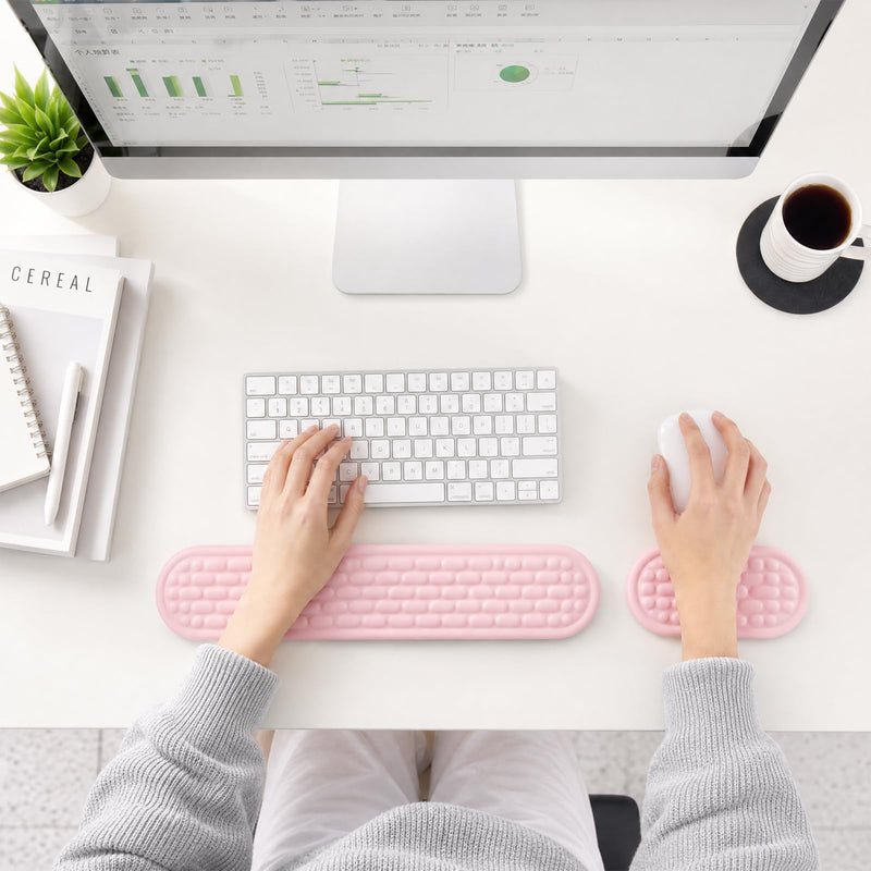 Ergonomic Keyboard Wrist Rest & Mouse Pad with Wrist Rest Set, Pink | Ergonomic Design，Memory Foam Wrist Support, Non-Slip Base, Office and Home Use，Office Desk Accessory
