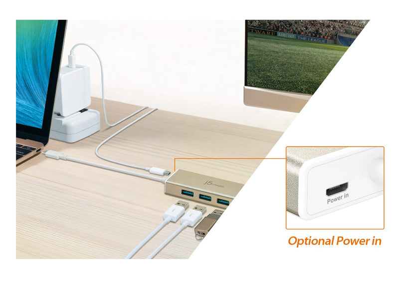 j5create USB 3.1 Type C to 3 USB 3.0 Hub with 4K HDMI Port (JCH451)