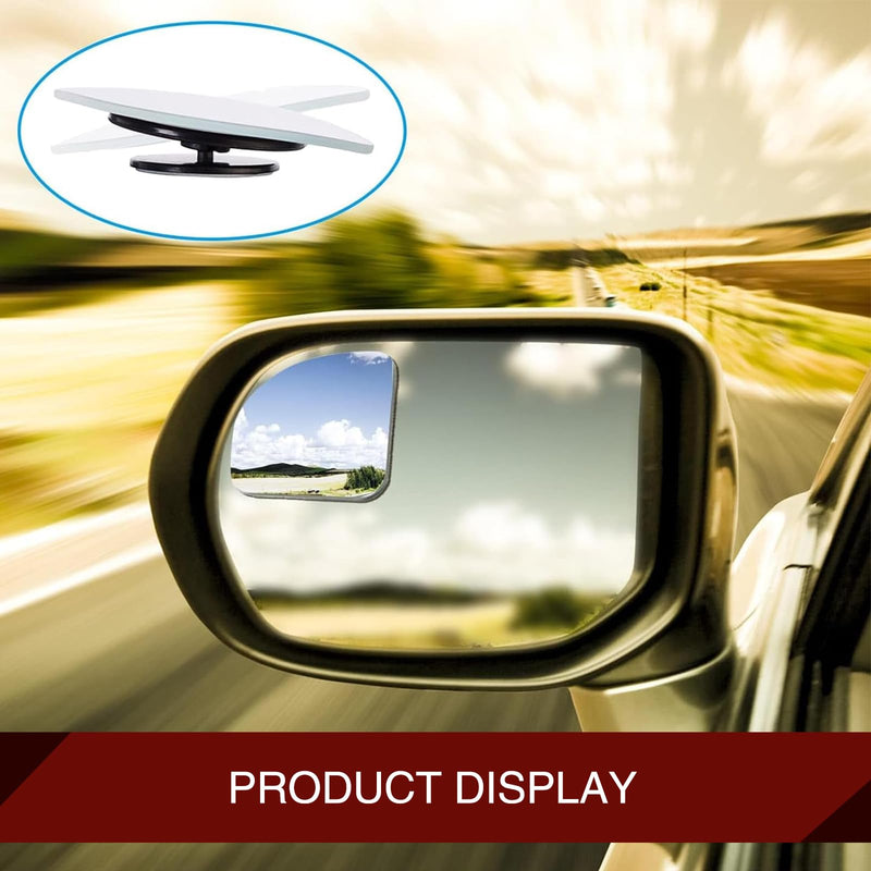 2 PCS Car Blind Spot Mirror, 1.9In x 1.9In HD Convex Frameless Glass PC Vehicle Rearview Mirrors Accessories with 3M Adhesive, Universal Fan-shaped Automotive Reflective Assist Mirror (Silver)