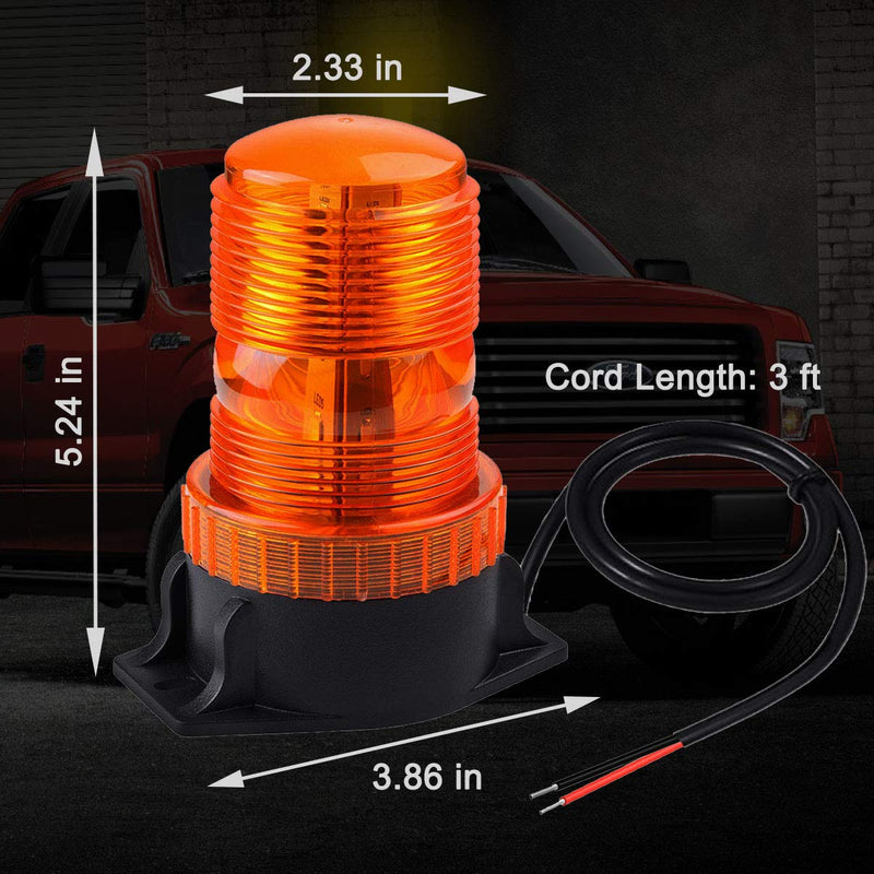 WOWTOU Magnetic Amber Led Strobe Lights for Forklift Golf Carts UTV Cars Trucks Tractor, 12V 24V Safety Warning Roof Top Flasher Emergency Flashing Beacon