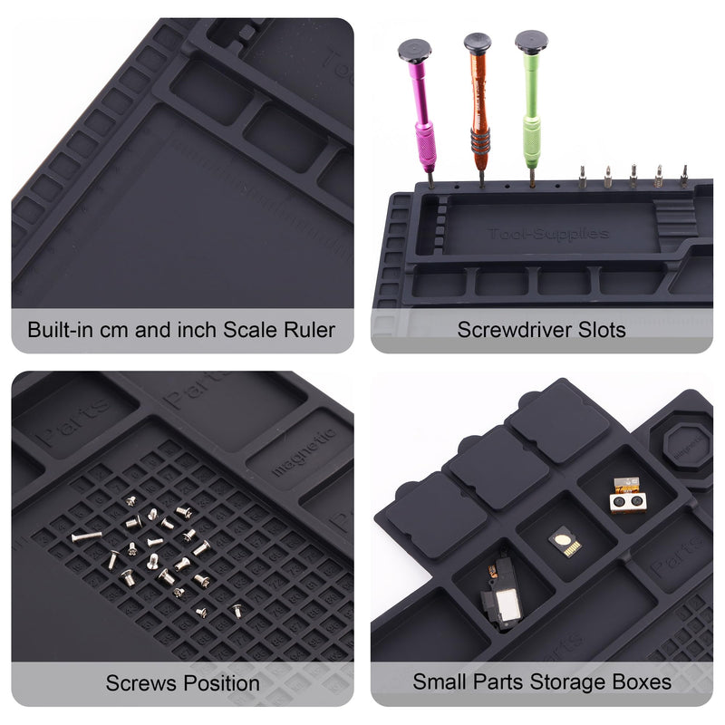 Premium Heat Resistant 932°F Magnetic Silicone Soldering Mat Electronics Work Mat for Computer Cell Phone Laptop Repair, BGA Soldering Gun Iron Workbench Protection HP-140