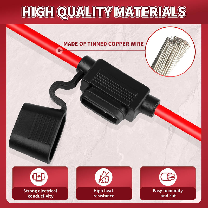 Inline Fuse Holder 12V 2 Pack, Extended Version 12 AWG Waterproof Blade Fuse Holder 13.8 Inch, in Line Fuse Holders 12V with 2 Pcs Standard Car Fuses 30A for Automotive, Marine by XIOGZAXI 12 AWG / 13.8 INCH