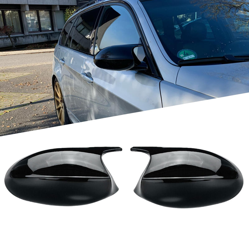 Compatible with BMW 2005-2008 E90 E91 / 2006-2009 E92 E93 PRE-LCI Gloss Black M3 Style Side Mirror Cover Cap