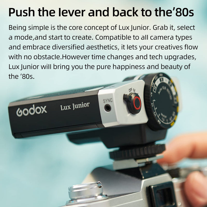 Godox Lux Junior Retro Flash Color Temperature 6000k±200k, widely Compatible with Most Brands of Cameras Such as Fuji, Canon, Nikon, Sony