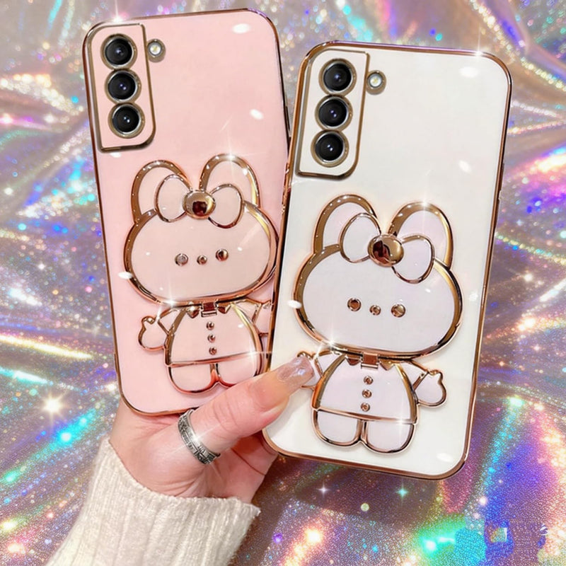 for Samsung Galaxy A37/A56/A36 Case for Women Girls,Cute Hidden Rabbit Bunny Stand Design,Luxury Plating Glitter Soft Silicone Girly Phone Case for Samsung A37 5G Pink | Samsung A37 Phone Case for Women Girls Slim Soft TPU Bumper with Camera Protection...