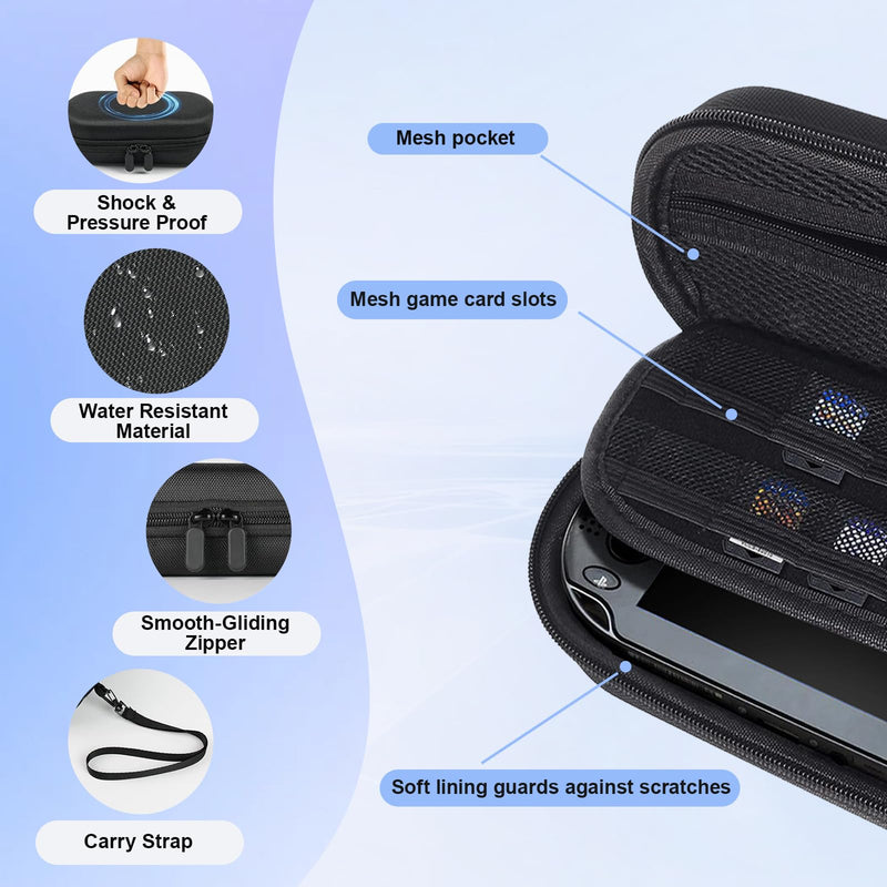 Accessories Kit for PS Vita 2000, Carrying Case for PSV Slim, Protective Case, Front and Back Screen Protectors, and 6Pcs Thumb Grip Caps for PS Vita Slim