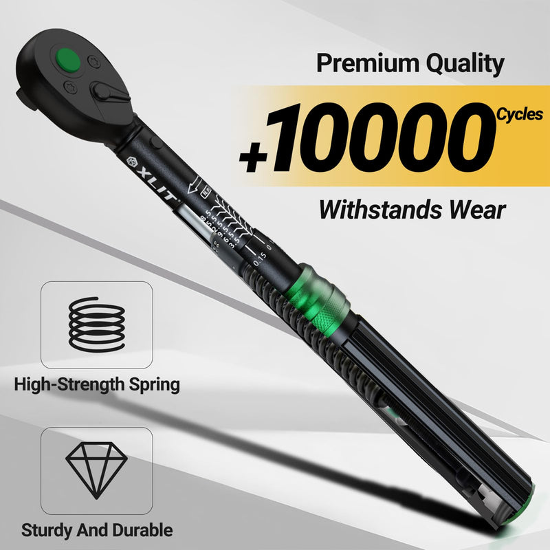 1/4" Bike Torque Wrench Set, 35 PCS Bicycle Click Torque Wrench and Bit Set, 17.7-177 in·lb/2-20Nm, Dual-Direction Adjustable 72 Tooth Ratchet, ±3% Accuracy, Road/Mountain Bike Cycling Tool Kit 35PCS (2-20 Nm)