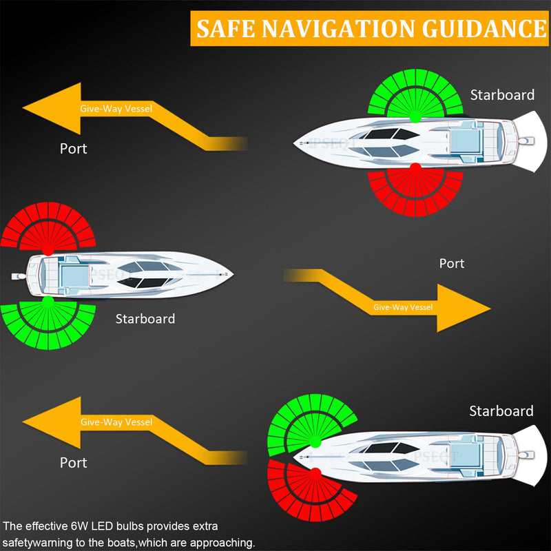 PSEQT Boat Navigation Lights 4'' Red Green LED Marine Bow Stern Port Starboard Signal Sailing Waterproof Lights 12V for Pontoon Kayak Yacht Sailboat Fishing Bass Boats (1 Red & 1Green, Silver Cover)