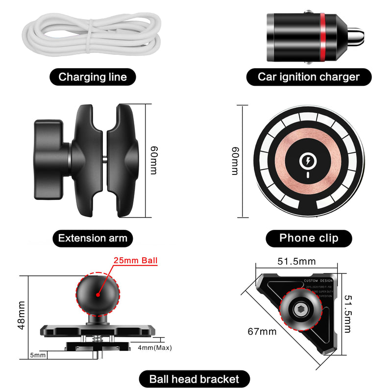 EASEORD Magnetic Wireless Charger Vent Phone Mount 2015-2020 Ford F-150, 2017-2021 Super Duty, 2018-2021 Expedition, 15W Fast Charging for Magsafe F150 Phone Holder for iPhone Andrio All Smartphone